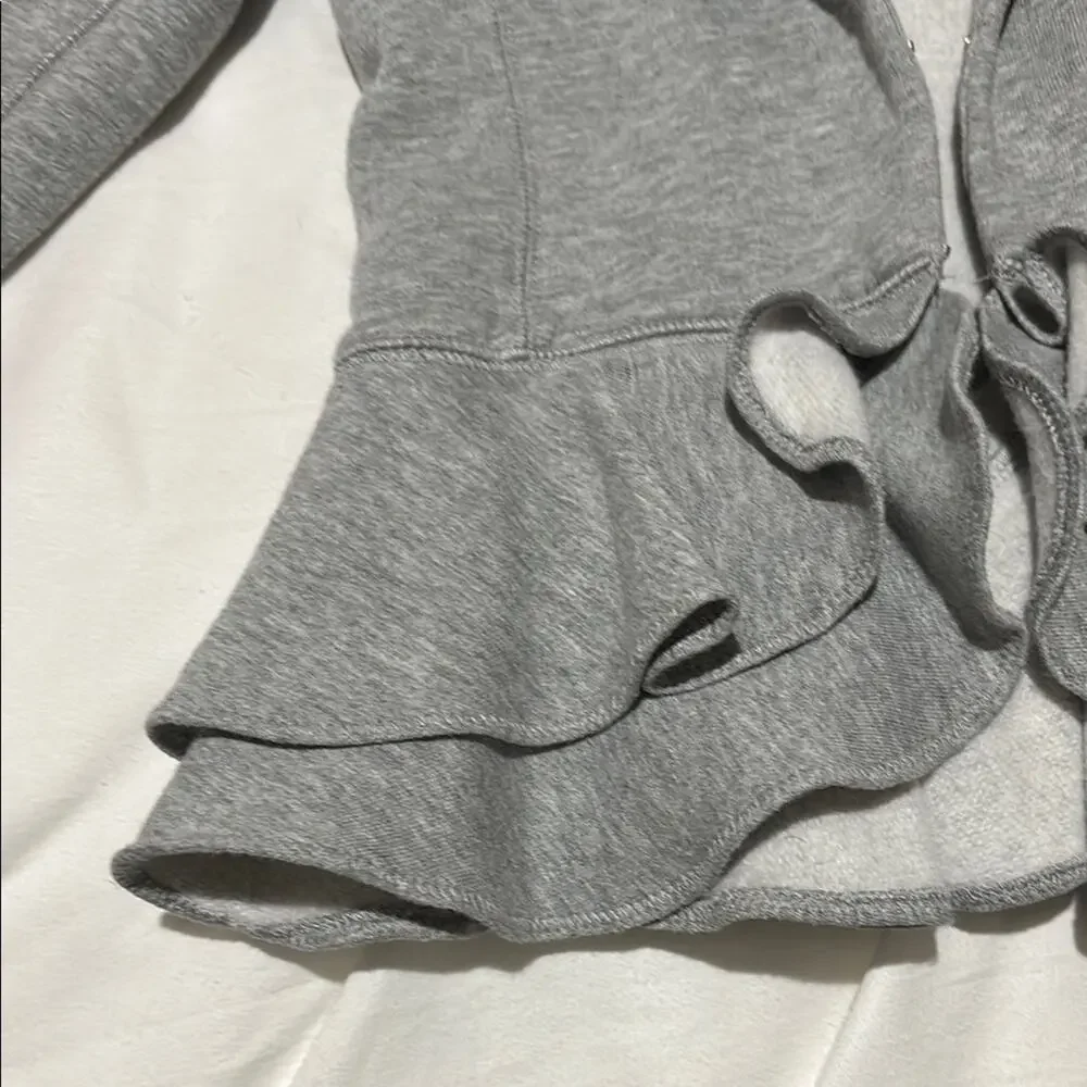 Ralph Lauren S 7 Gray Peplum sweatshirt jacket hook/eye closure euc worn once